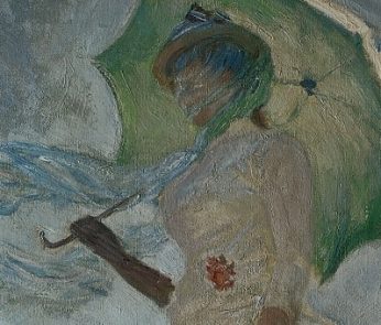 olio su tela Donna con parasole di Claude Monet